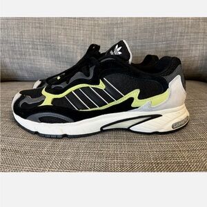 Adidas Black and Lime Green Sneakers